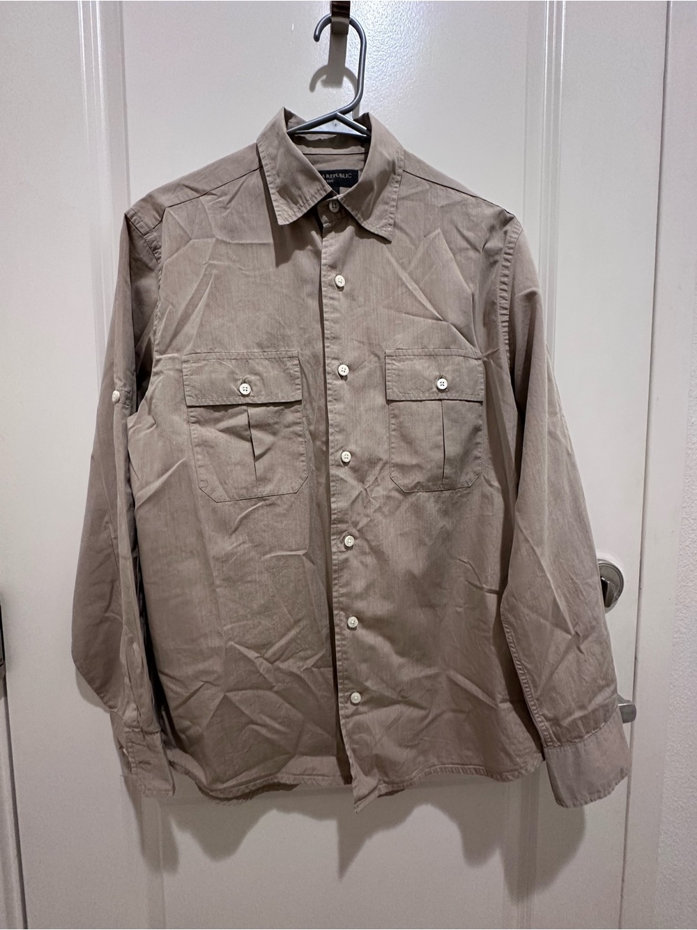 Banana Republic Men's Tan Button-Front Casual Shirt